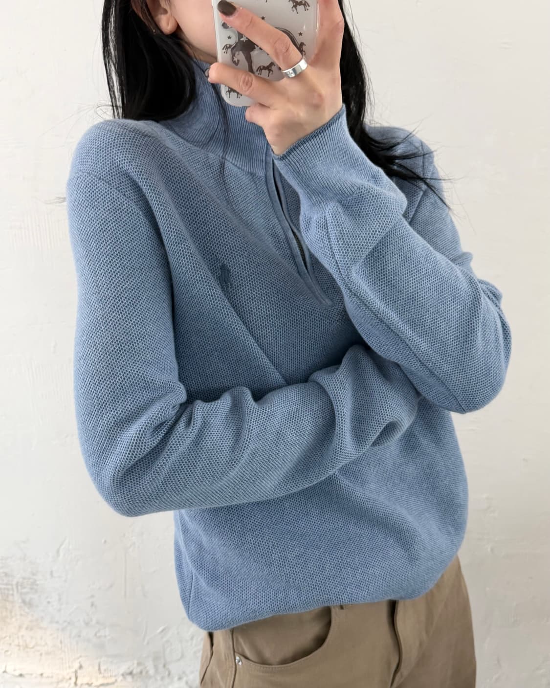 Polo 폴로 랄프로렌 신형 피마코튼 스카이블루 하프집업 니트 상품이미지3
