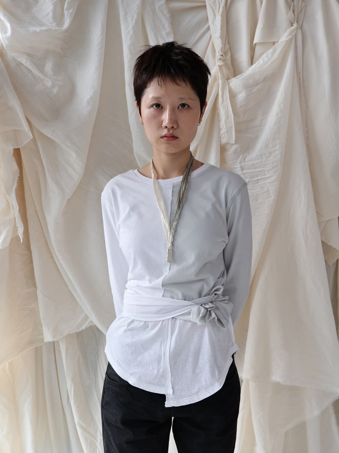 DOUBLE LAYER REVERSIBLE TEE SNOW DRIFT 상품이미지3