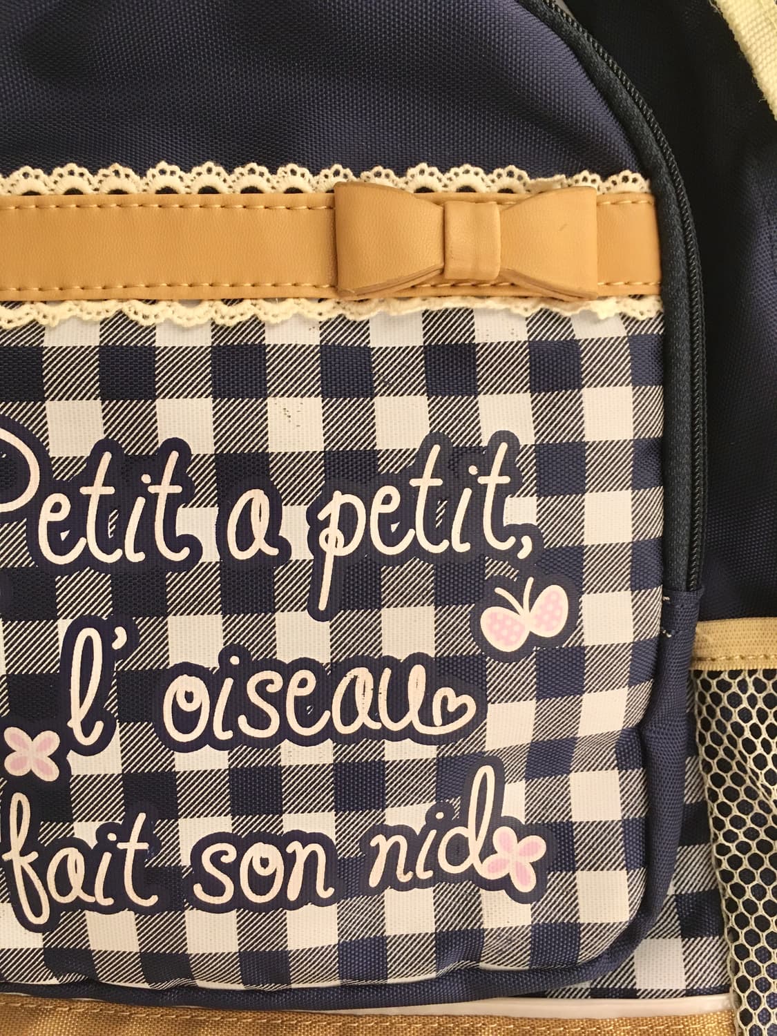 헤이세이 라떼갸루 체크 네이비 리본 백팩 모리걸 핀터레스트 가방 상품이미지5