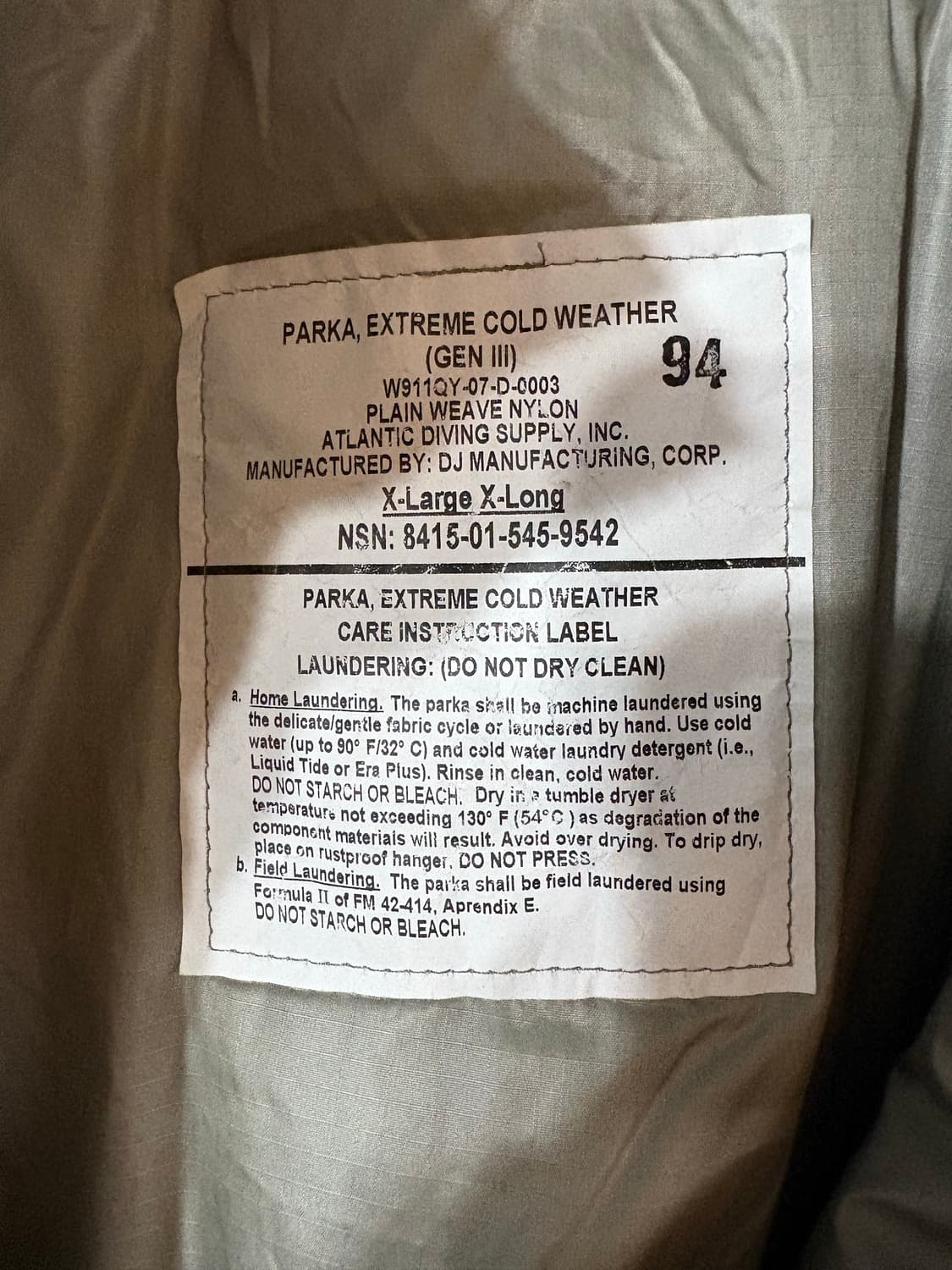 U.S Army Ecwcs Level 7 Prima-loft  Parka 상품이미지3