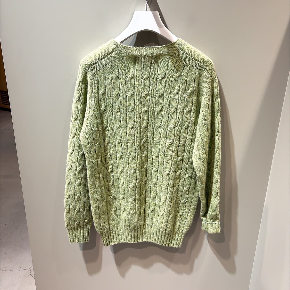 (정품/새상품) 할리오브스코틀랜드 남성 라이트그린 케이블 울 니트 상품이미지3