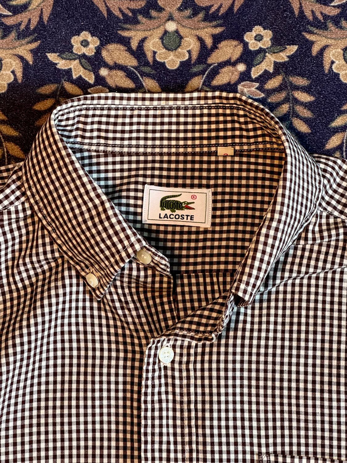 일본판 라코스테 브라운 깅엄체크셔츠 상품이미지2
