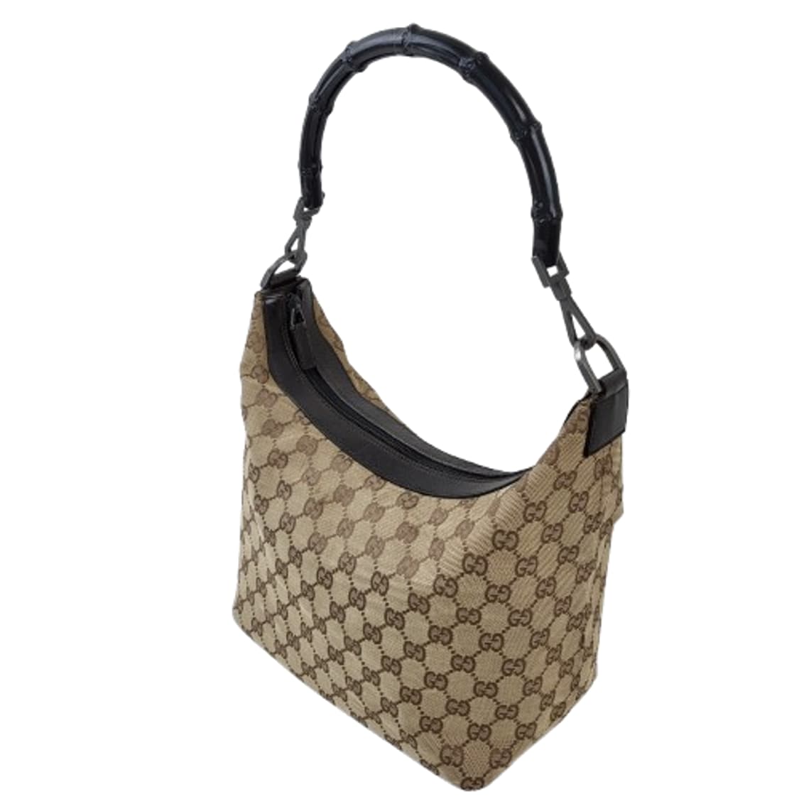 정품 구찌 뱀부 핸들 GG 로고 자가드 호보백 상품이미지4