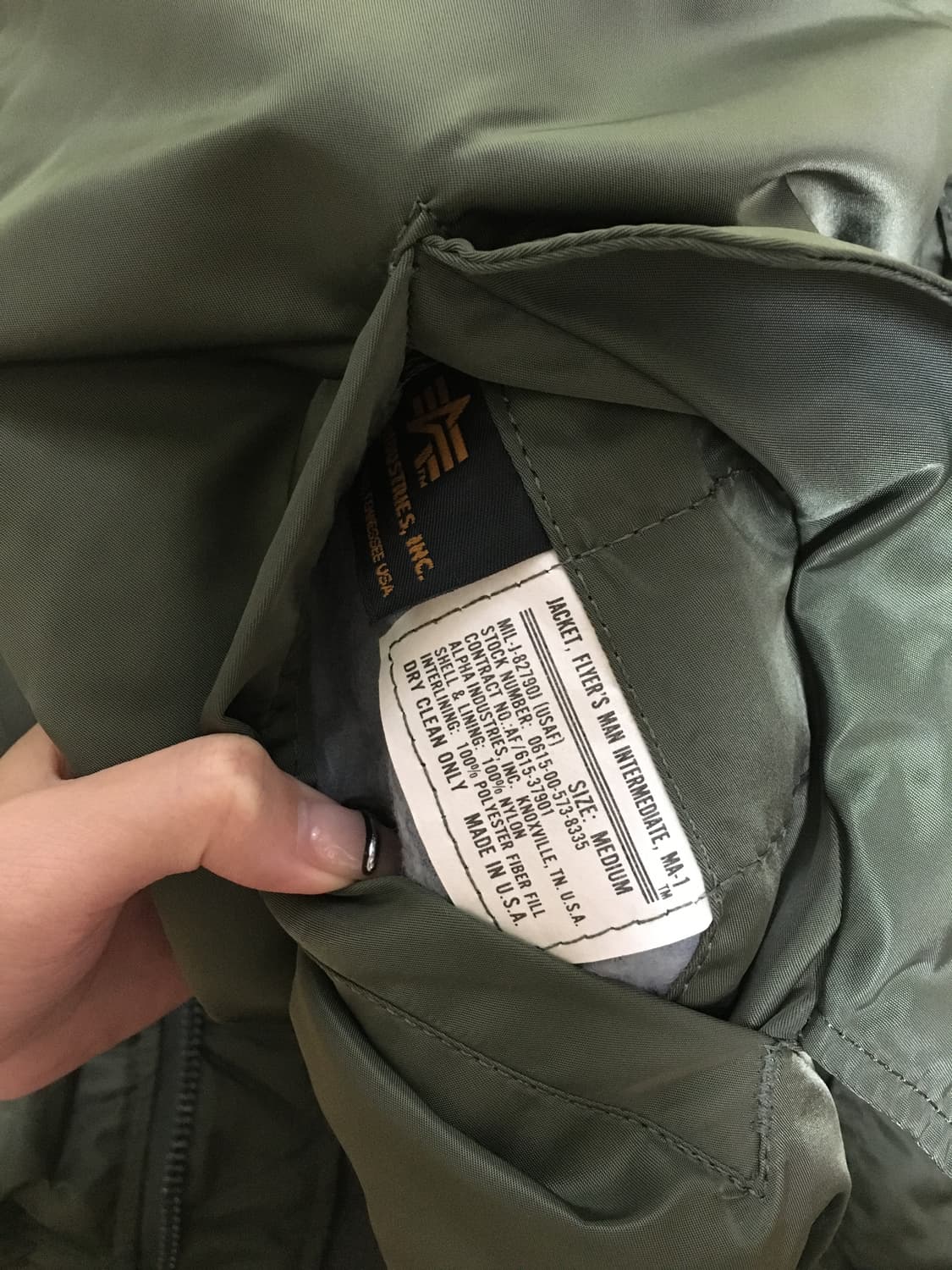 알파인더스트리 ma-1 made in usa m 사이즈 민수용 민트급 상품이미지4