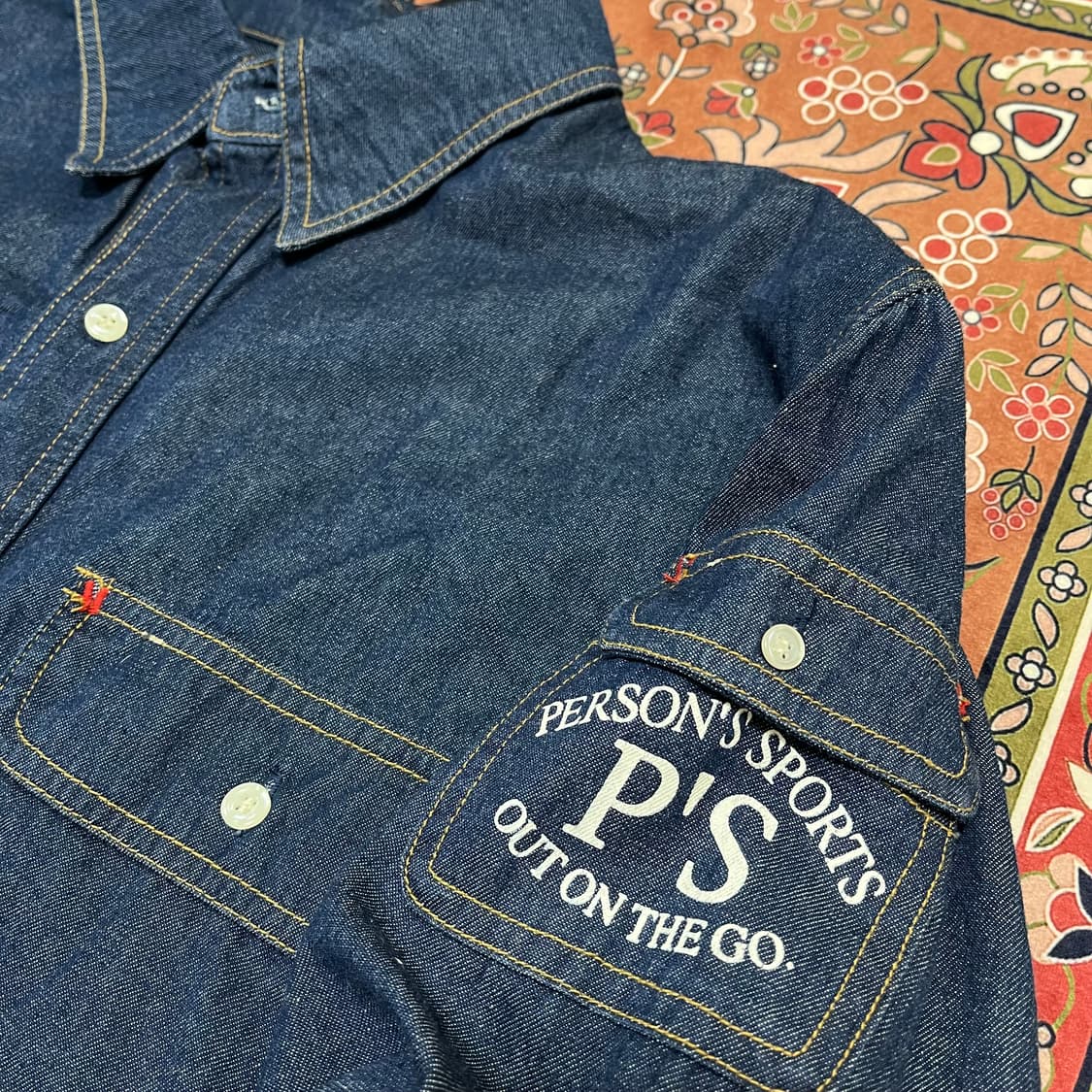 퍼슨스 스포츠 일본 빈티지 진청 데님 셔츠 M/95 상품이미지6