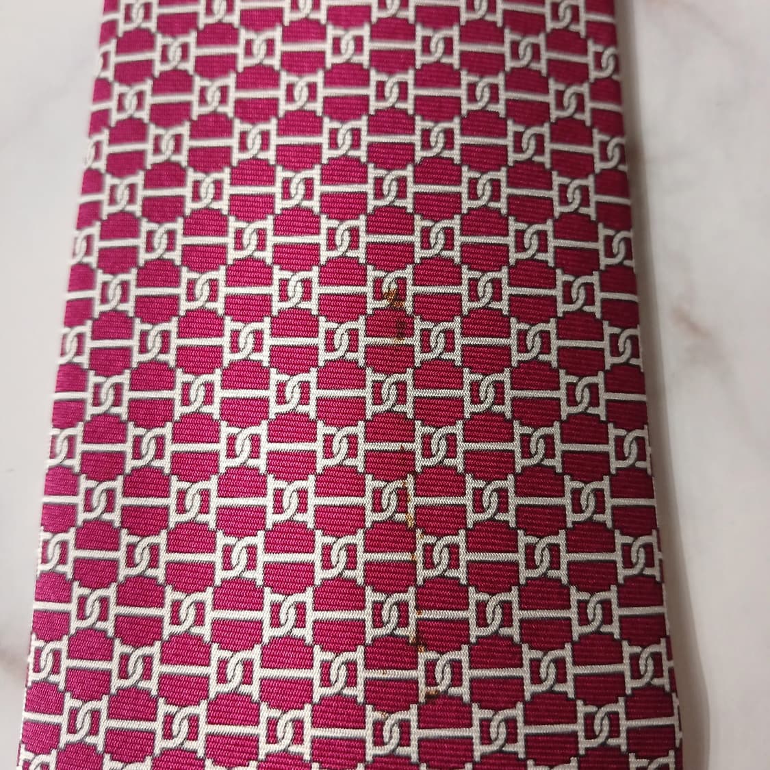 에르메스 실크 버건디 인터락패턴 넥타이 9.7cm A~B등급 A18813 상품이미지8