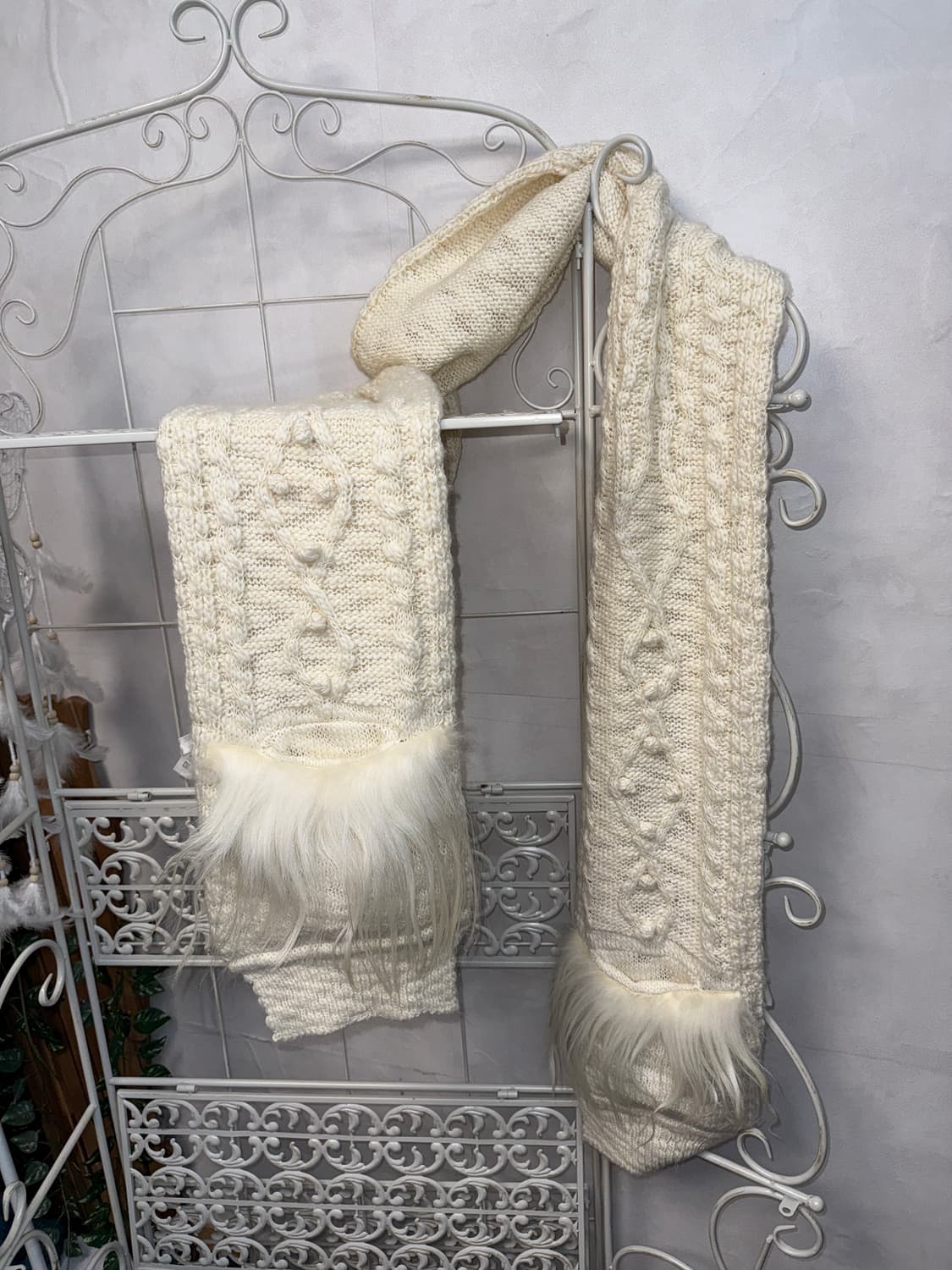 O’2ND ivory wool&mohair lama fur muffler 상품이미지1