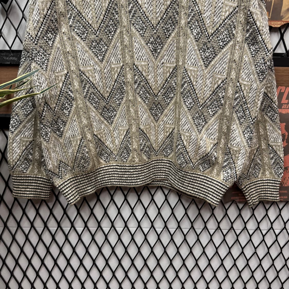 00s ITA VINTAGE 울 니트 화살표 패턴 올리브 브라운 상품이미지4