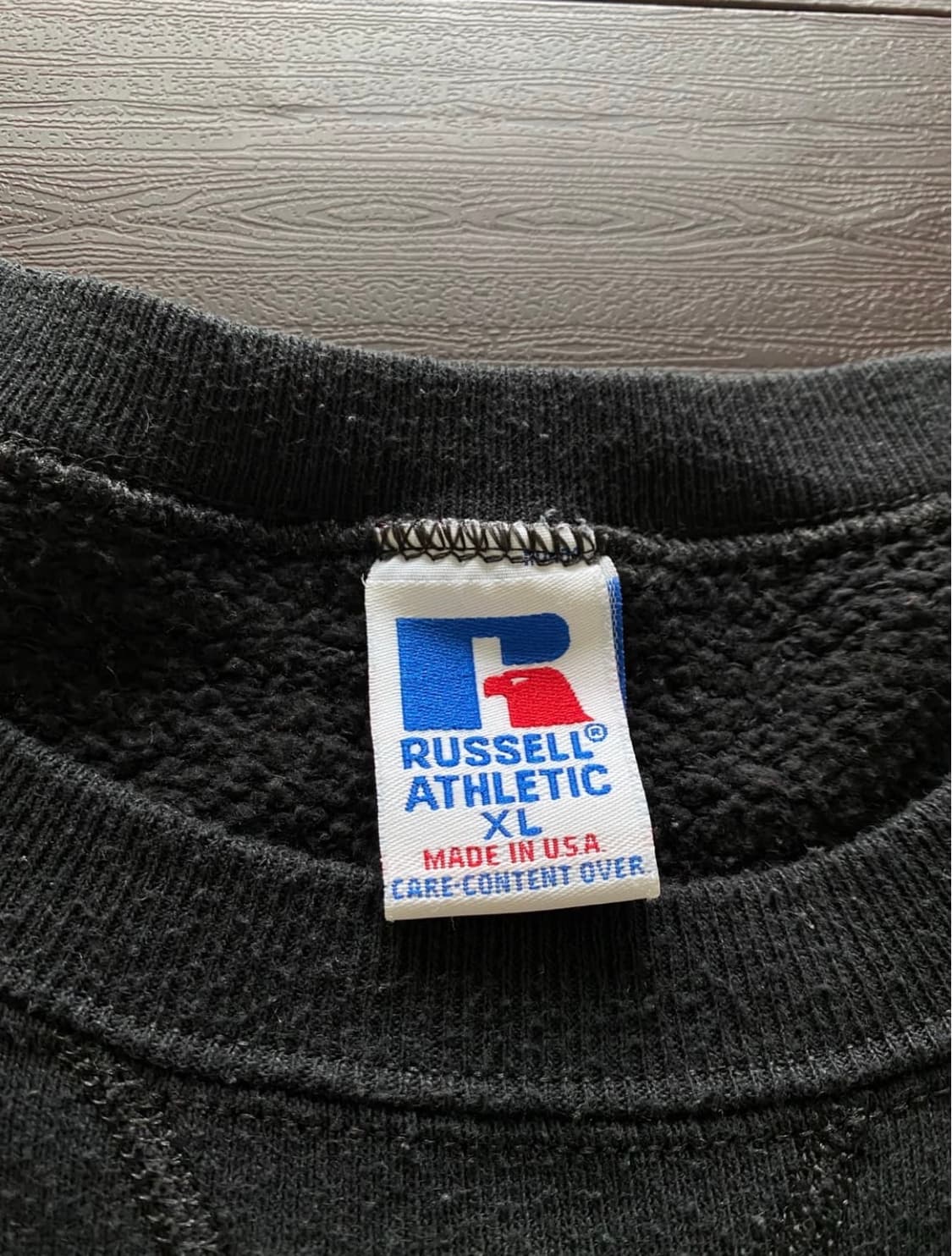 (XL) 90s 빈티지 러셀 스웻셔츠 블랙 USA 상품이미지3