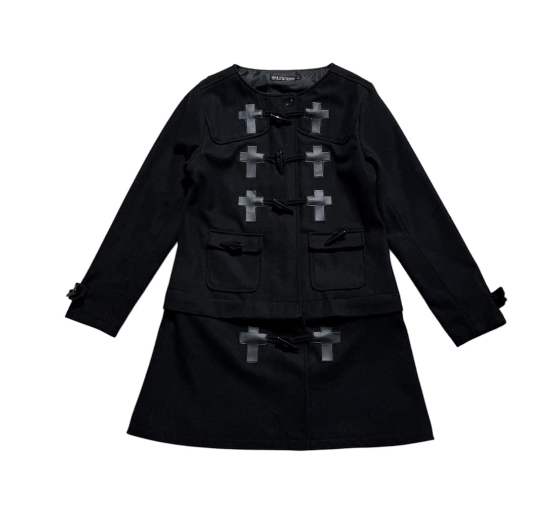 헬 캣 펑크 2WAY 크로스 더플 코트 자켓 상품이미지1