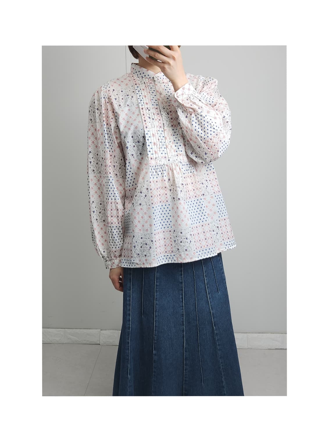 (ines de la fressangeXUNIQLO)핀턱 블라우스 상품이미지1