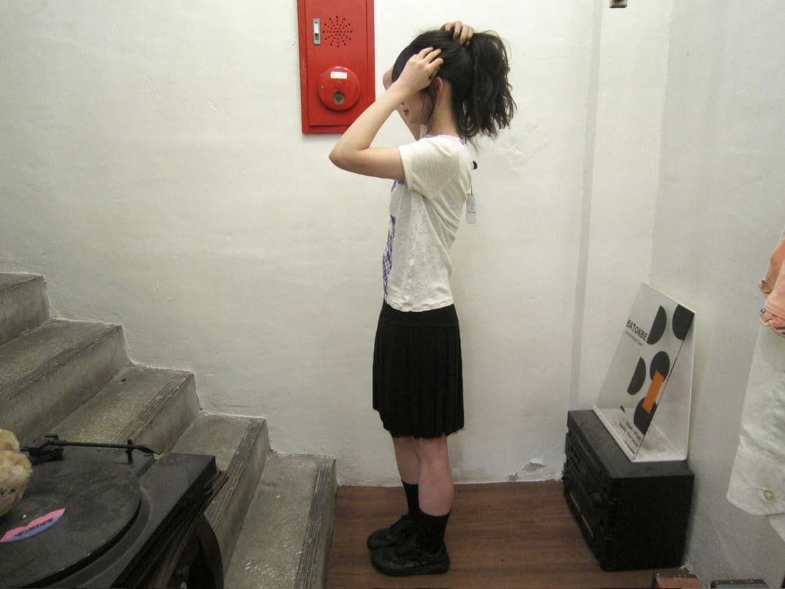 마크 바이 마크 제이콥스 반팔 티셔츠 퍼플 체크 패치워크 디테일 아이보리 상품이미지5