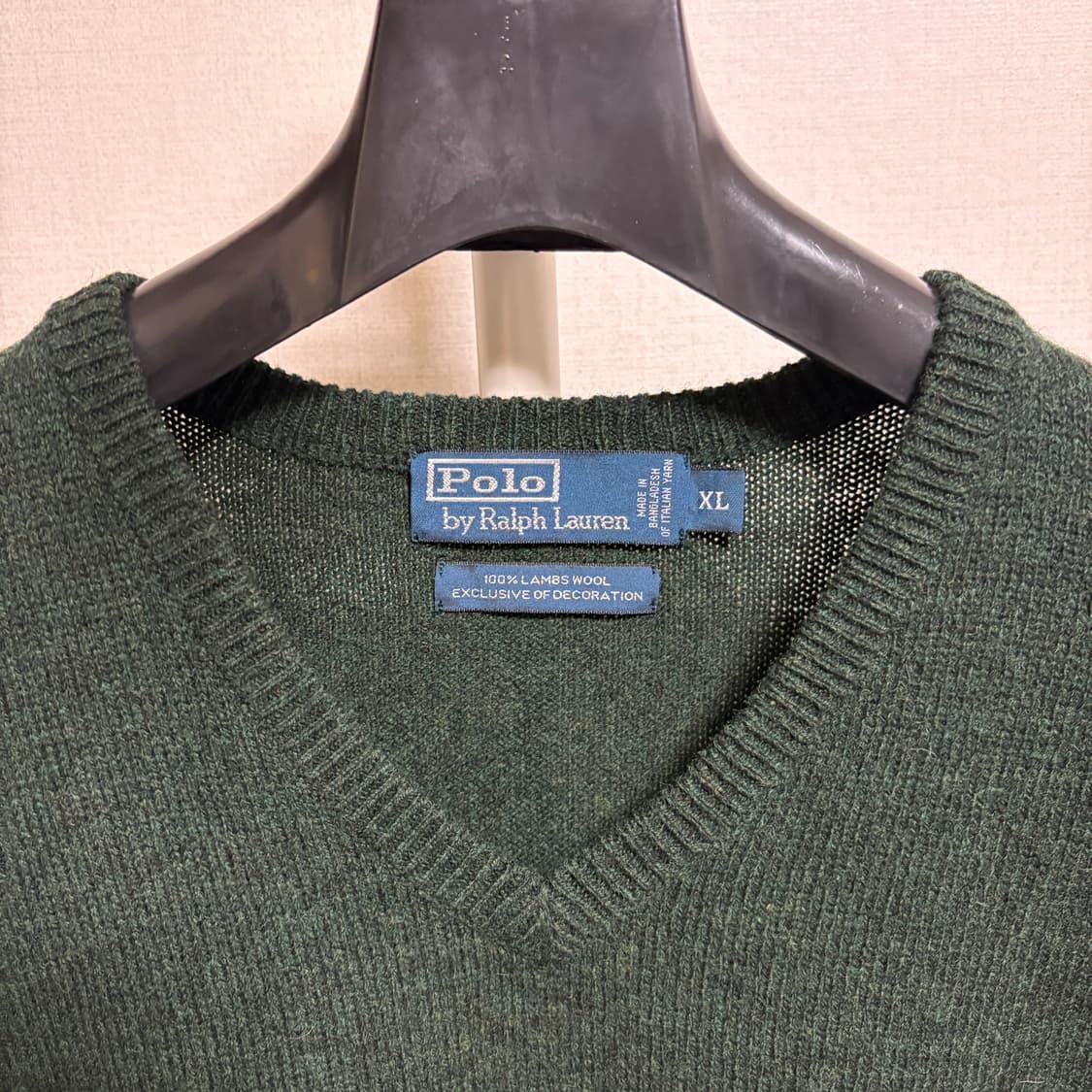 폴로 랄프로렌 램스울 V넥 니트 / 딥그린, XL 상품이미지4