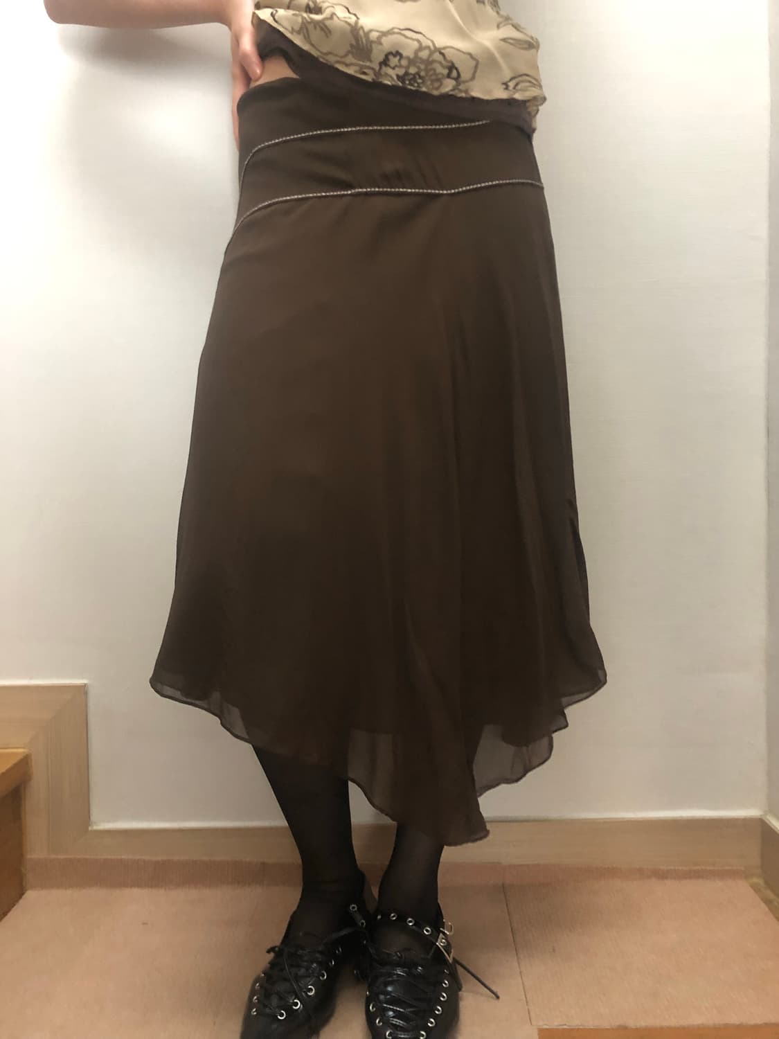 빈티지 브라운 미디 스커트 상품이미지3