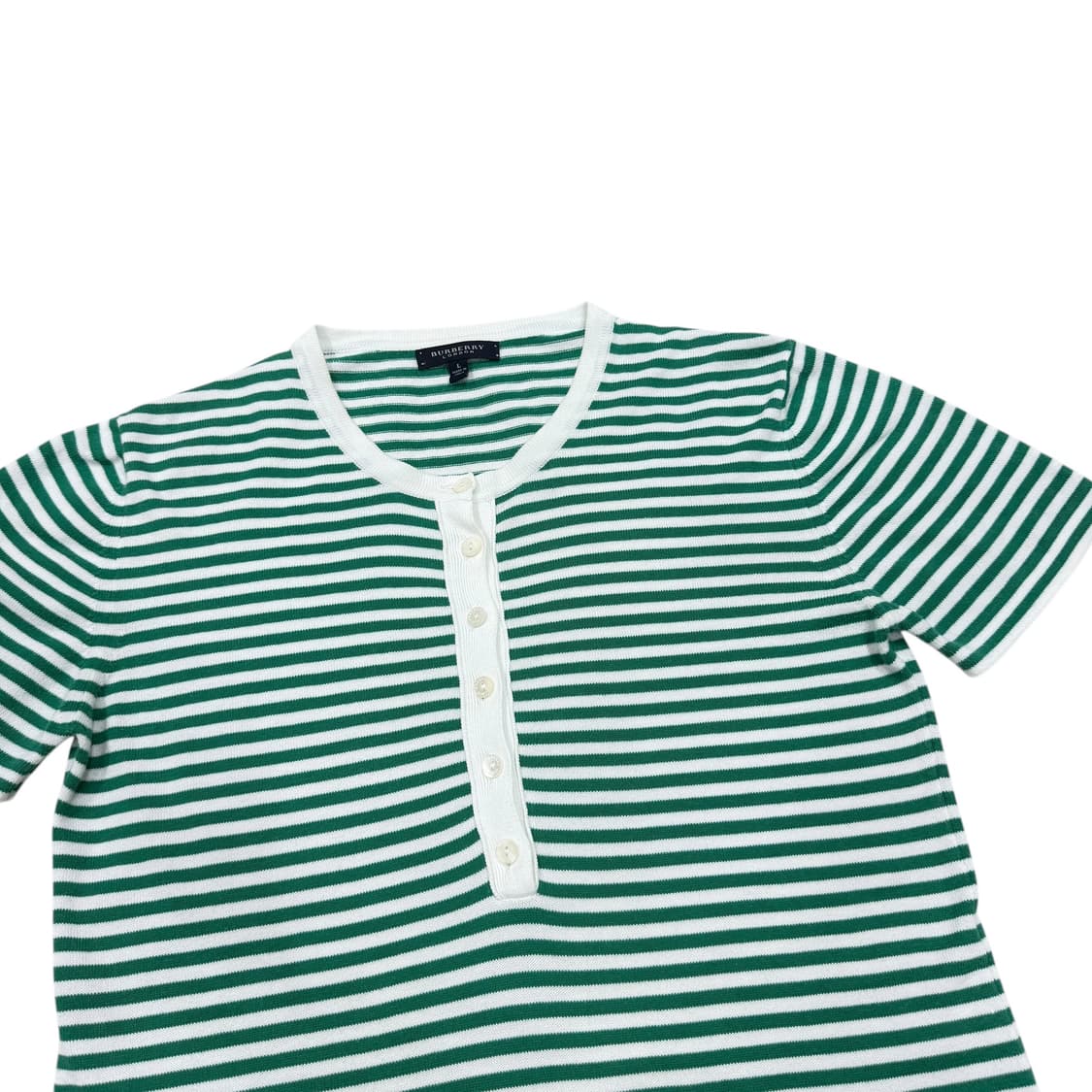 버버리 빈티지 모리걸 스트라이프 헨리넥 반팔티 그린 L 상품이미지2