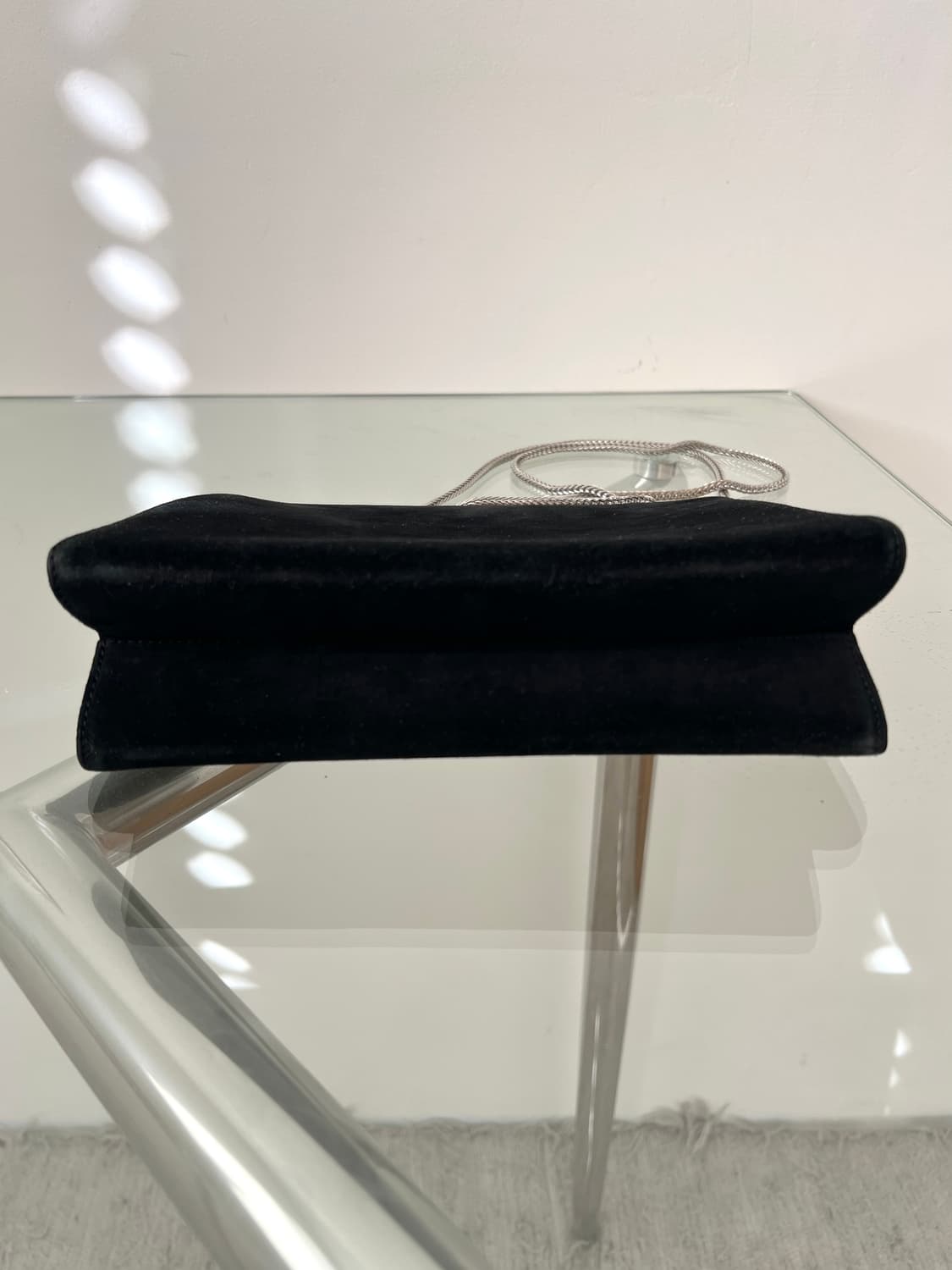 빈티지 페라가모 블랙 스웨이드 실버 체인 클라스프백 상품이미지7