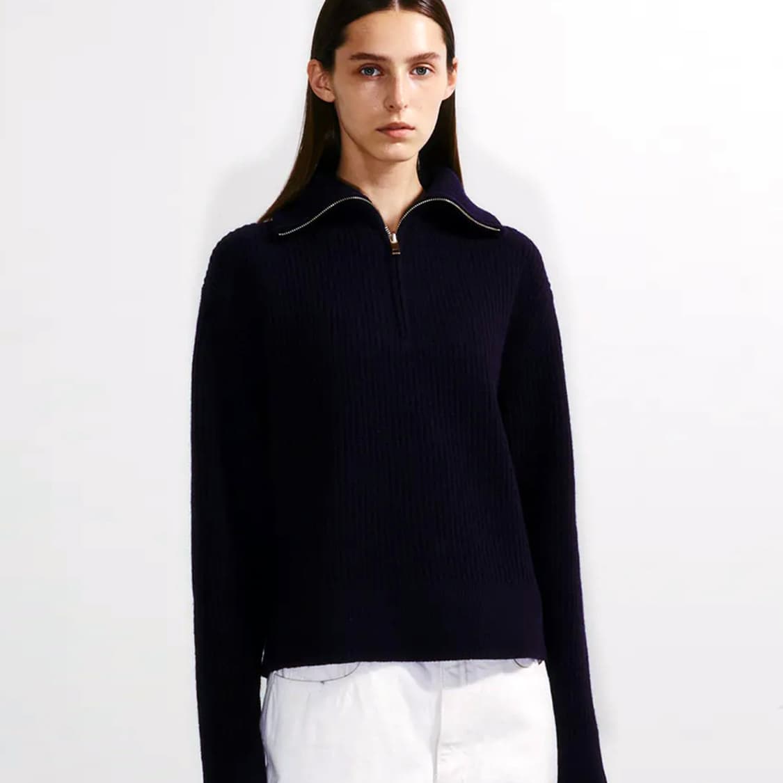 노티아(NOTIA) 캐시미어 하프집업 니트 프리사이즈 새상품 상품이미지1