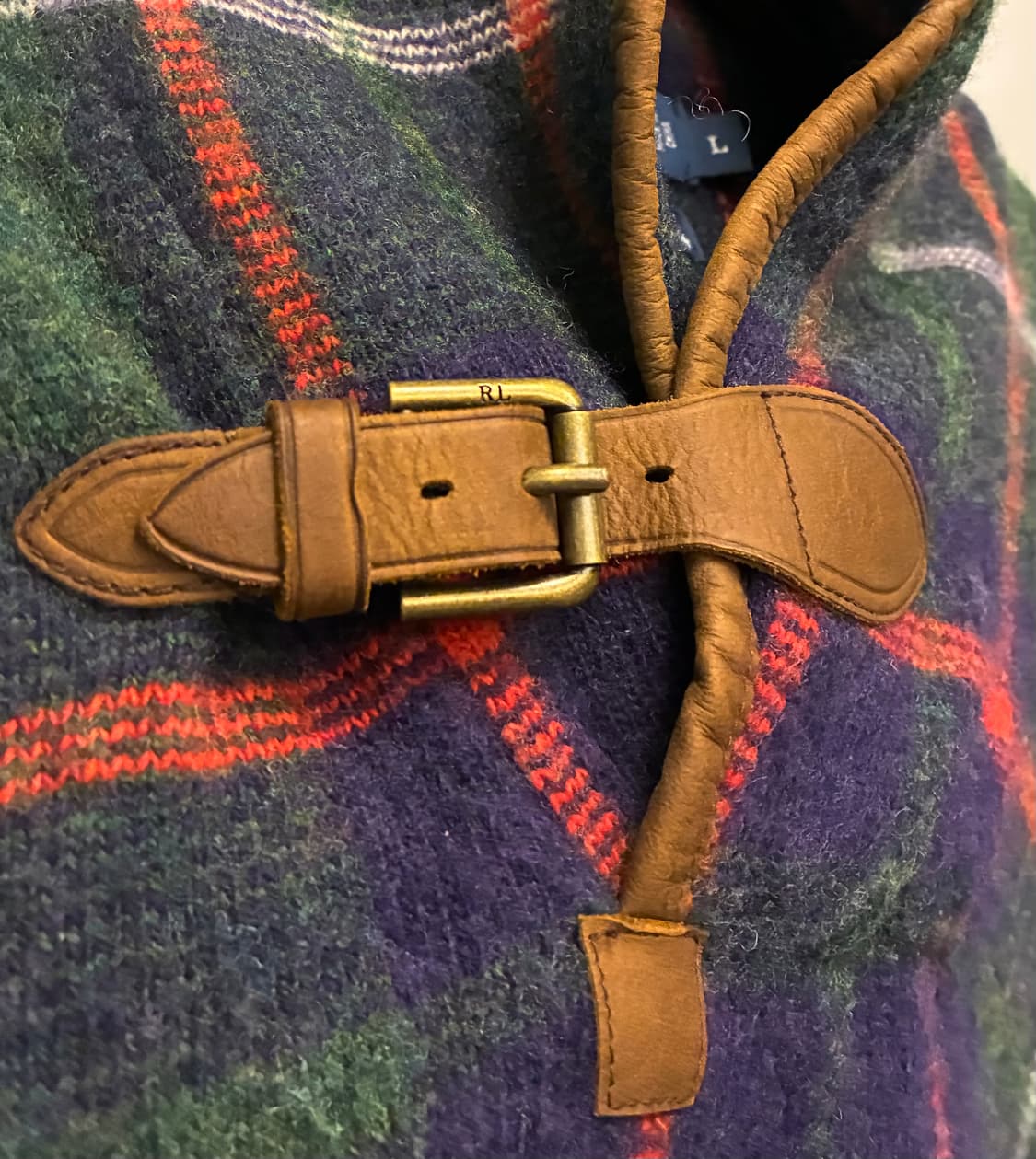 (M)폴로랄프로렌 울 타탄체크 엘보패치 레더 니트 스웨터 상품이미지5