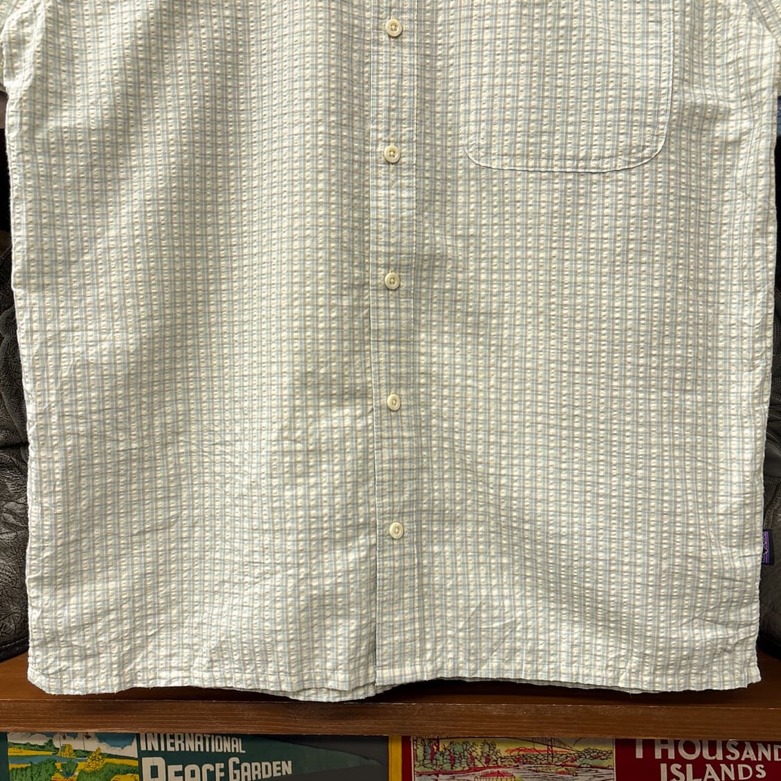 파타고니아 파스텔톤 윈도우 체크 시어서커 반팔셔츠 N1248 상품이미지4