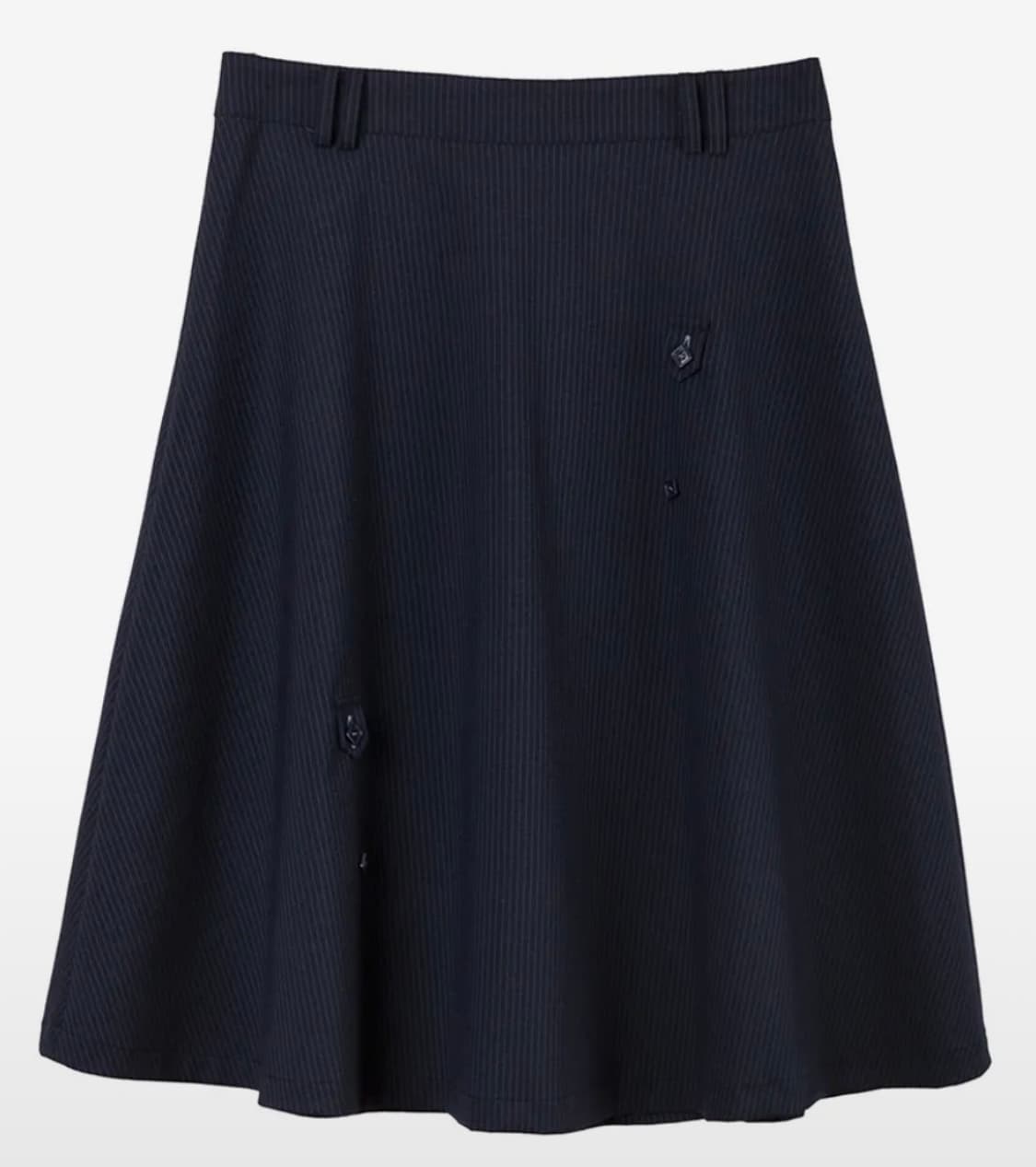 헤레틱 버튼 플레어 미디스커트 네이비 상품이미지2