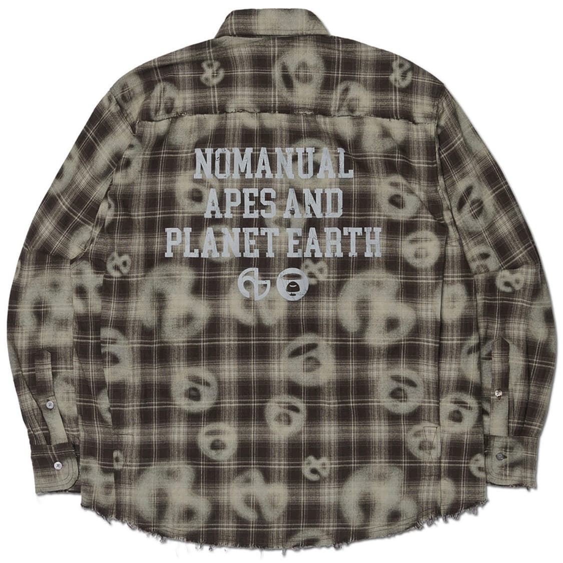 노매뉴얼 x 에이프 스프레이 심볼 체크 셔츠 브라운 상품이미지2