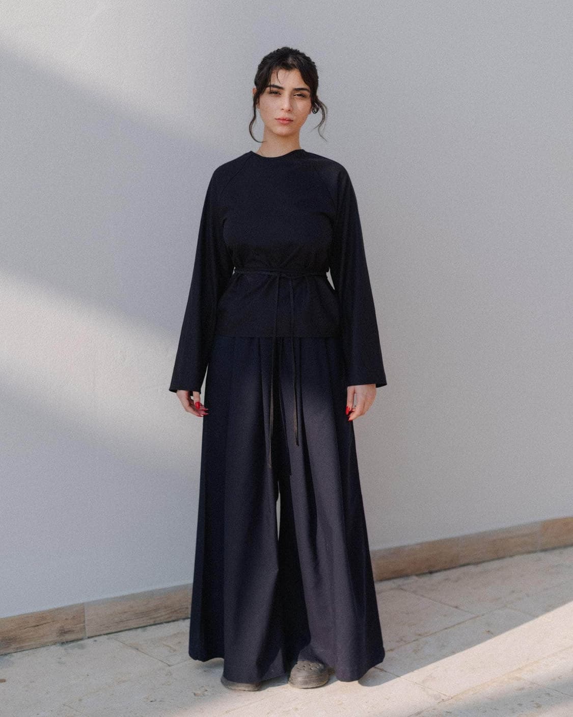 [XS,S,M]베이스레인지 25fw Apron 랩 롱 슬리브리스 탑/블랙 상품이미지6