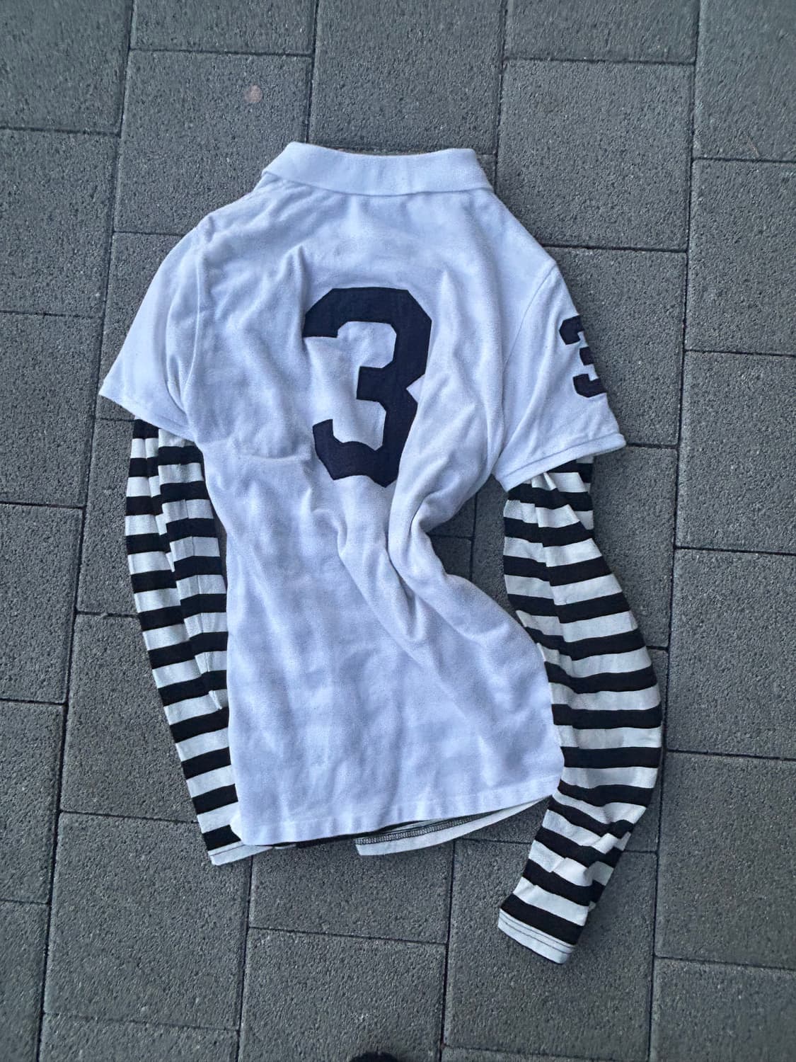 *rare* 2000s 폴로 화이트 빅포니 카라 반팔티 상품이미지3