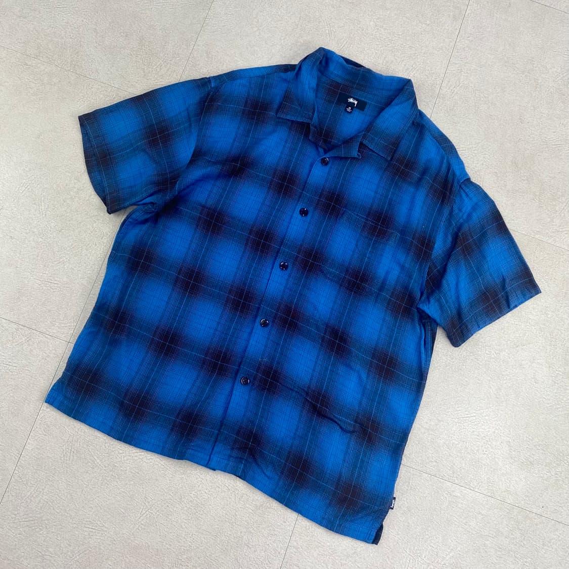 스투시 포켓 체크 옴브레 하프 셔츠 (100) 상품이미지2