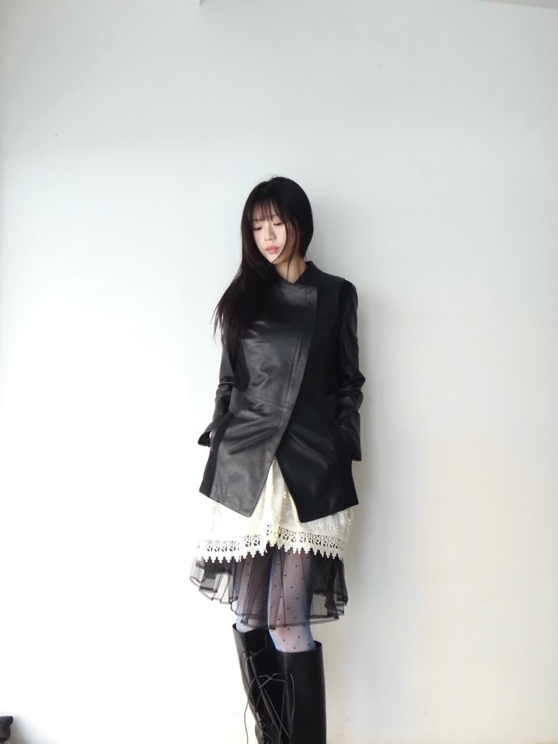 KASIBADY Panel mixed leather jacket  상품이미지8