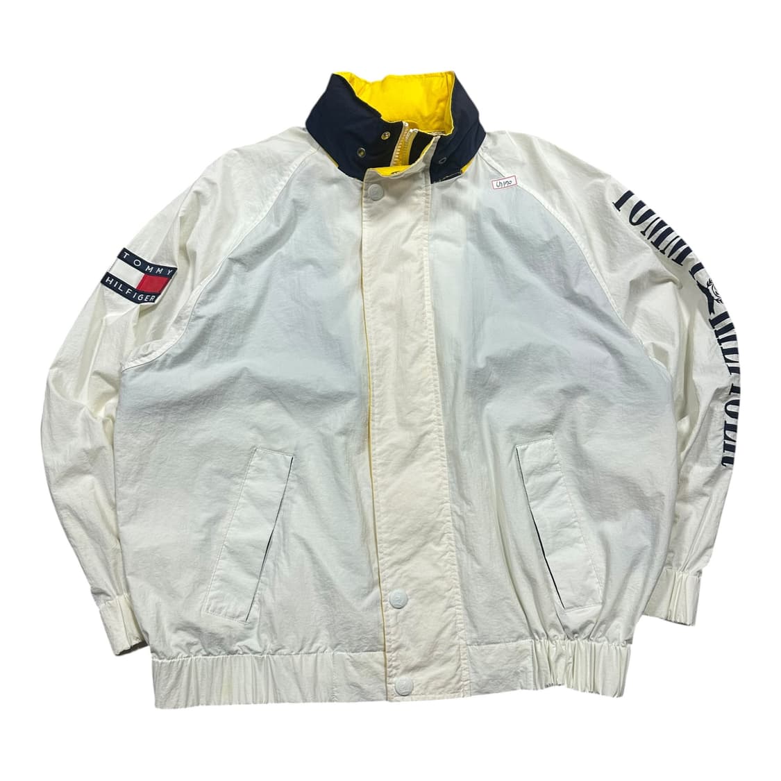 ✨ (바배) 타미 힐피거 00s 스펠아웃 화이트 히든후드 올드스쿨 바람막 상품이미지1
