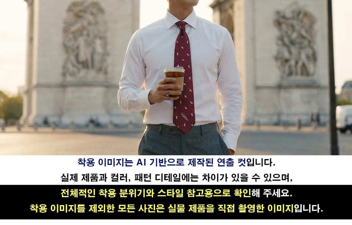 아쿠아스큐텀  와인 강아지 자수 패턴 넥타이 9.4cm A+등급 K270 상품이미지2