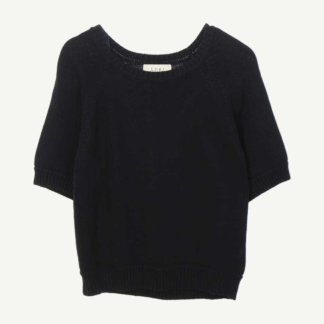LO61 블랙 반팔 니트 상품이미지1