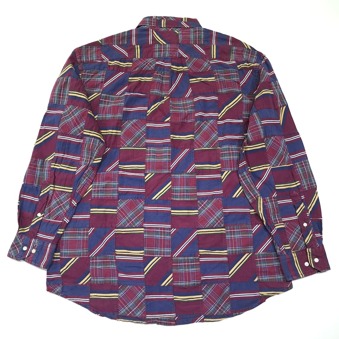 CK041 L 타미힐피거 90s 버건디 네이비 패치워크 셔츠 남방 상품이미지6