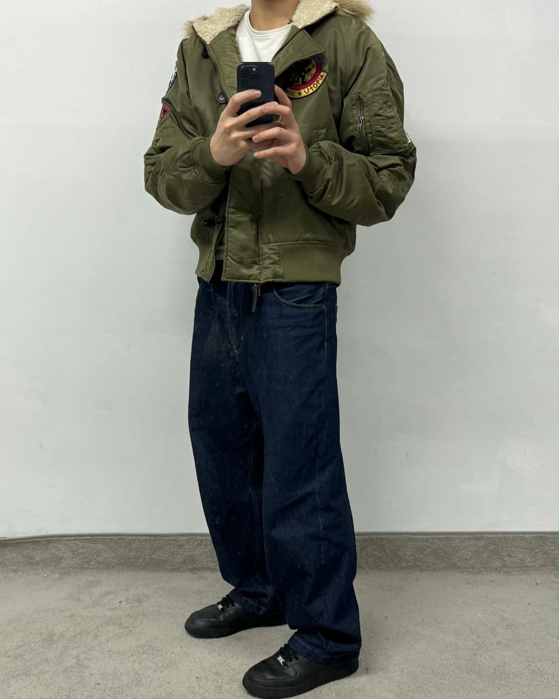 [L] 팀코믹스 패치드 ma-1 퍼 자켓 푸퍼 패딩 상품이미지1