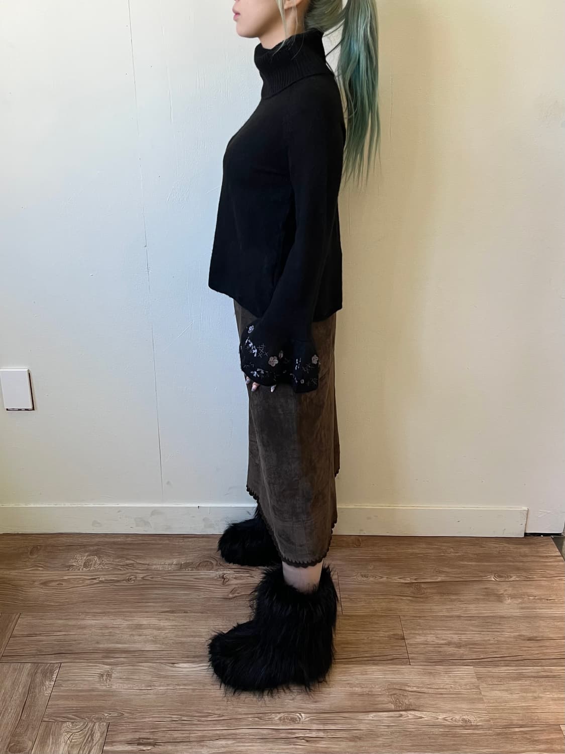 COMME CA 피그스킨 브라운 스커트 상품이미지7