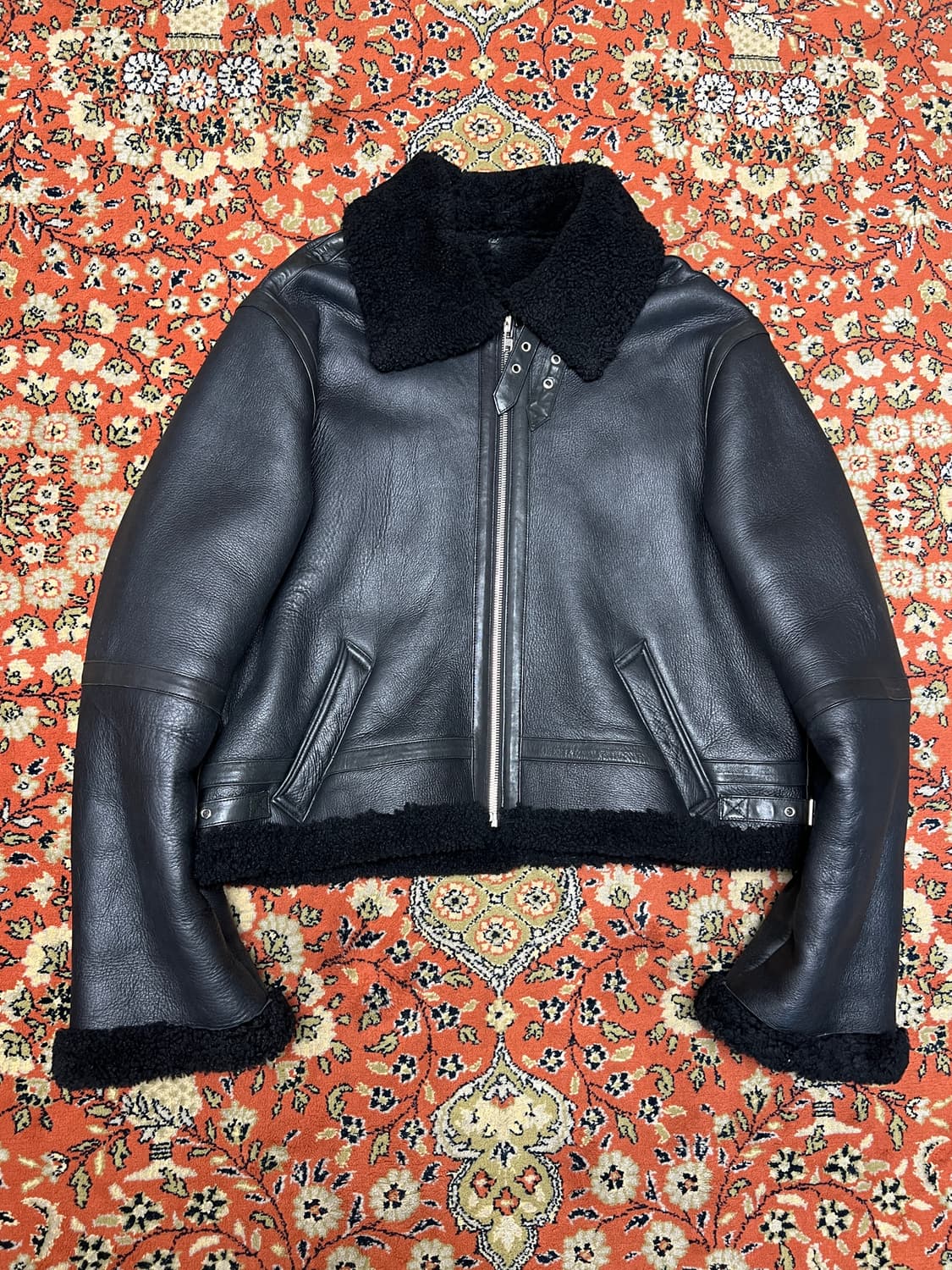 [110] 오버사이즈 리얼레더 B-3 무스탕 블랙 상품이미지1