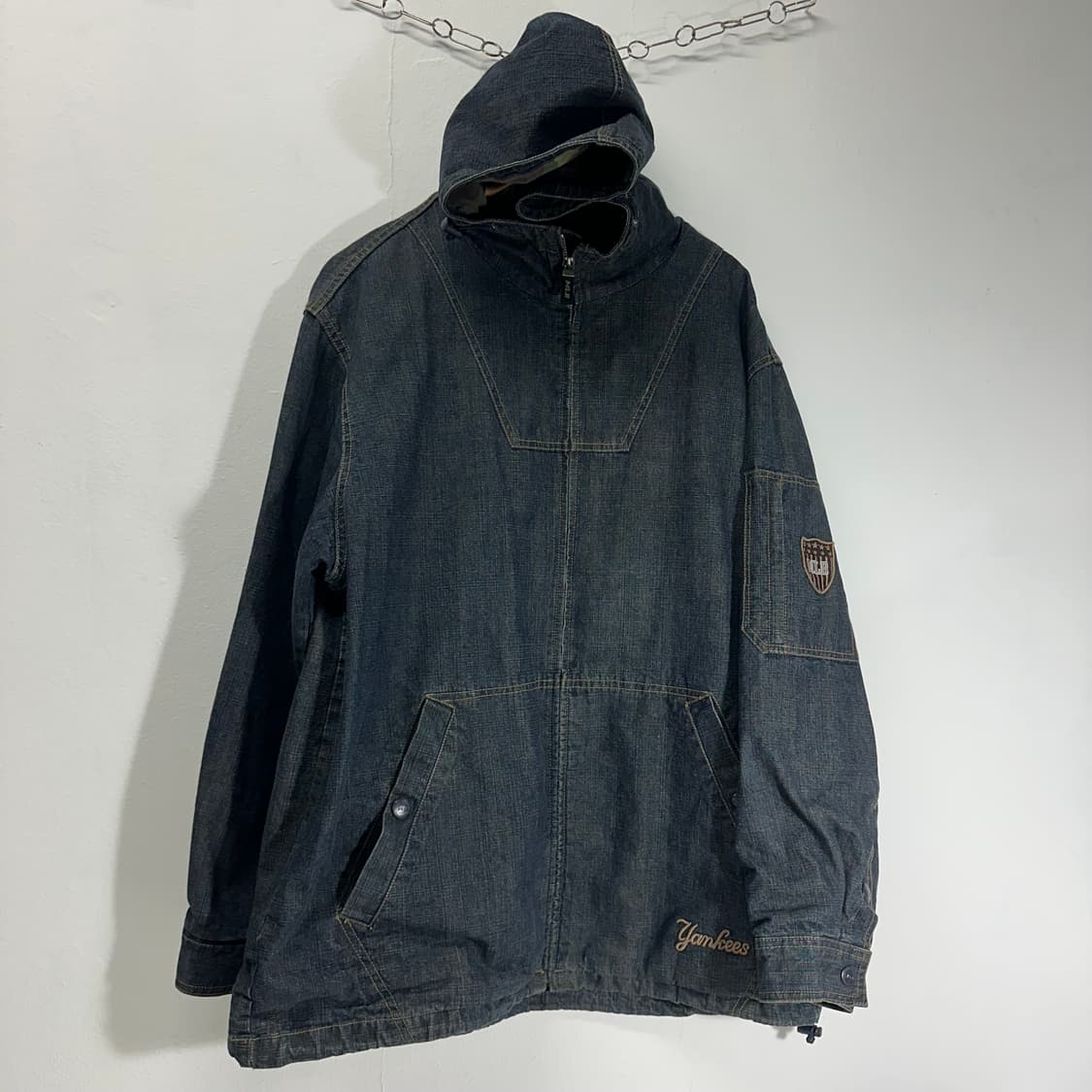 XL-XXL MLB 오버핏 양키스 후드 데님자켓 상품이미지1