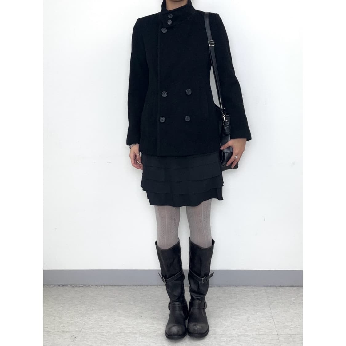 빈티지 블랙 하프 코트 상품이미지2