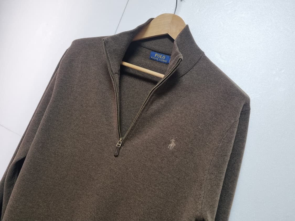 남성 폴로 울 100% WOOL 모 긴팔 하프 집업 긴팔 니트 스웨터 상품이미지4