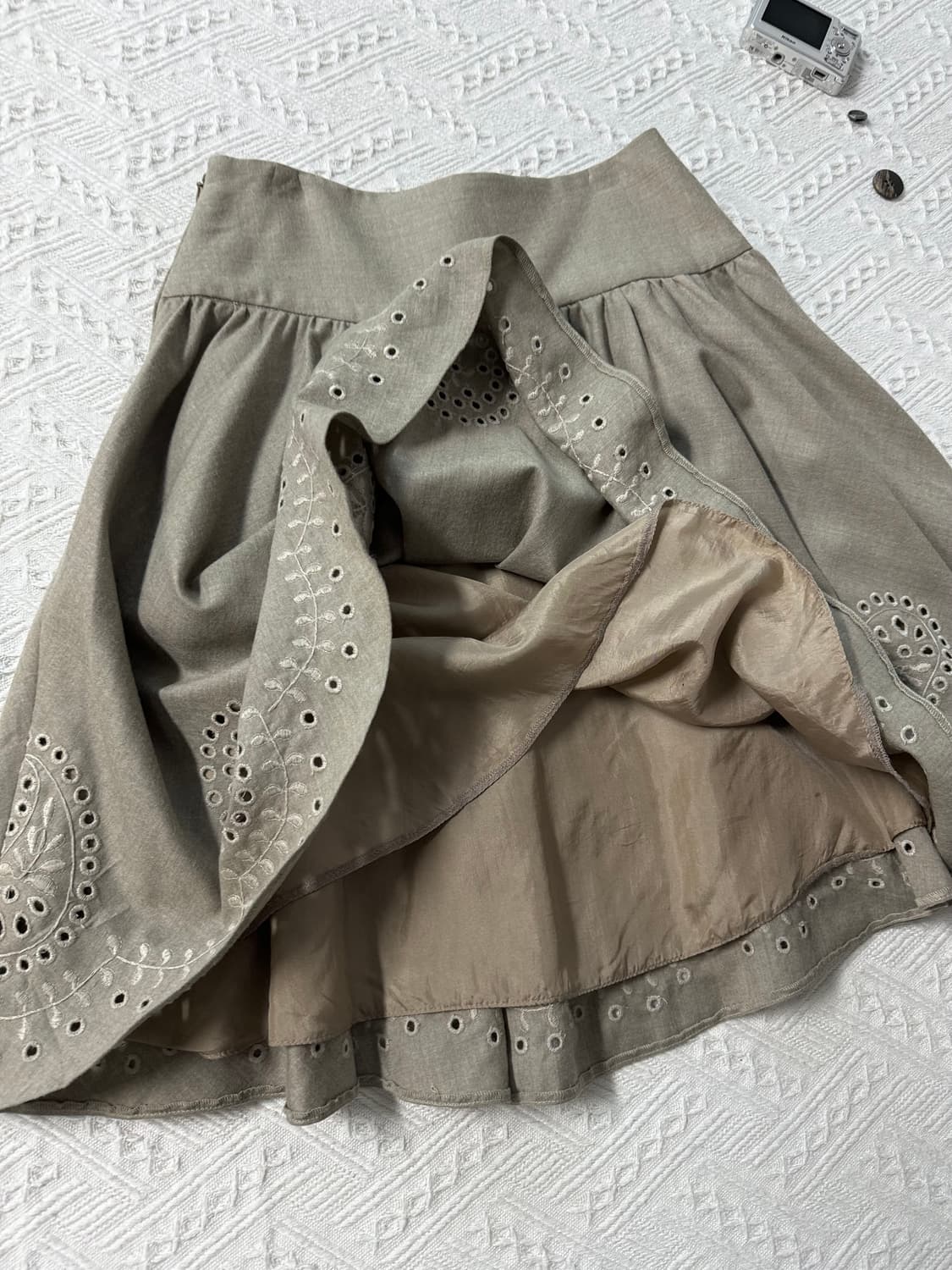 울 레이어드 니트 플라워 모티프 스커트 2pcs SET 상품이미지10