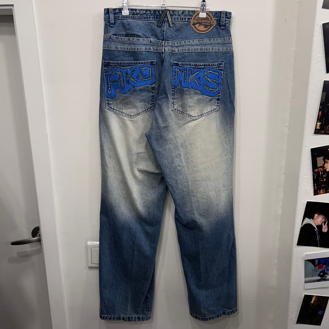 아카데믹 90s 와이드핏 배기 자수 데님팬츠 상품이미지5