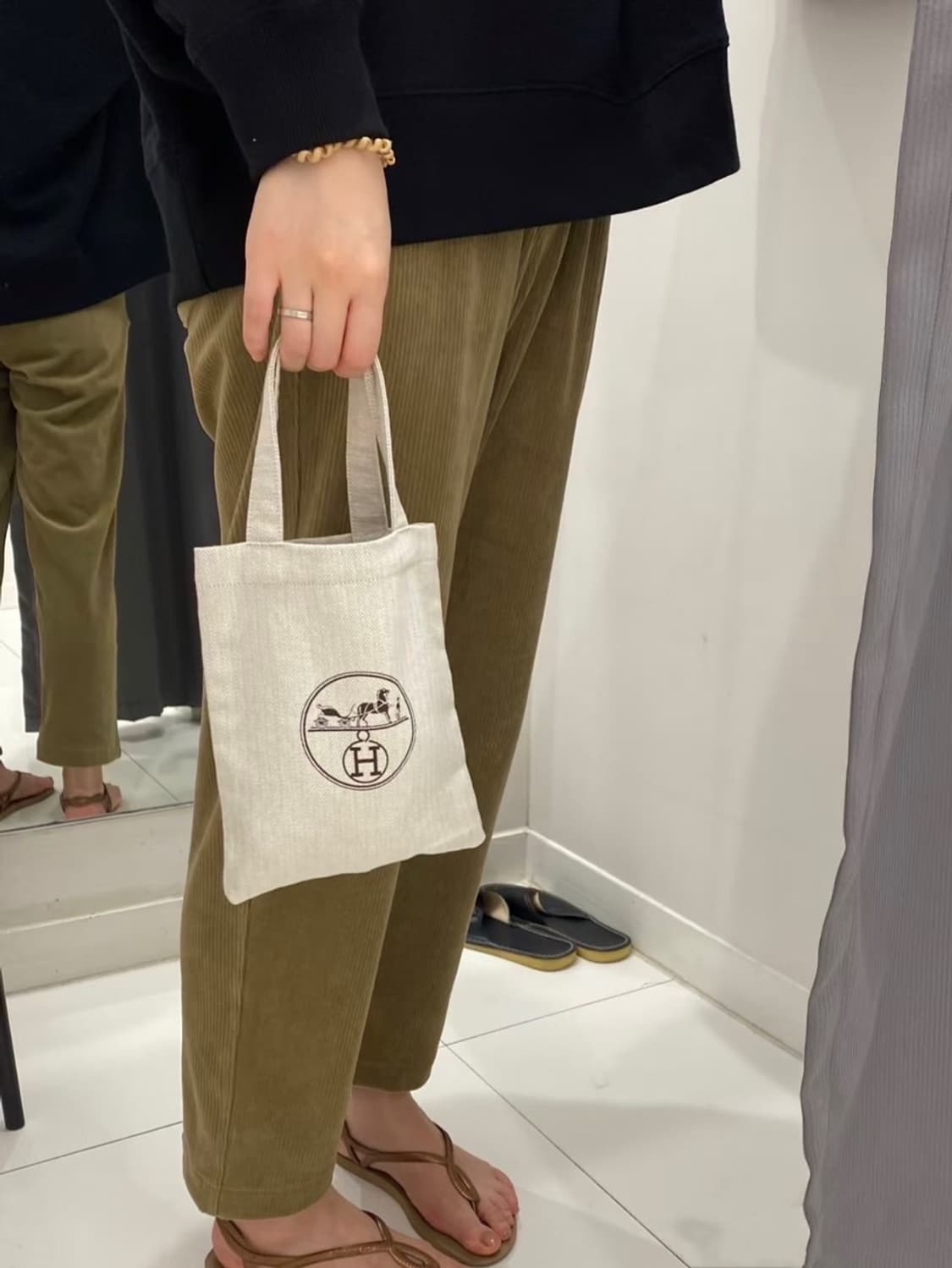 에르메스 뷰티 캔버스백 스몰 토드백 상품이미지1