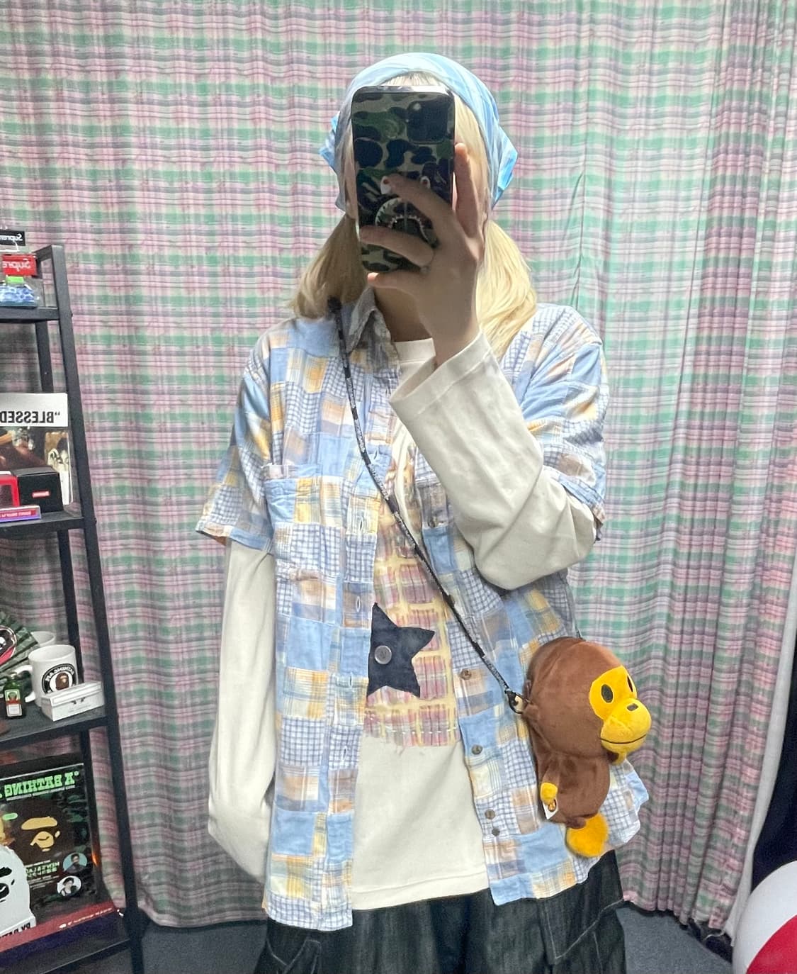 패치워크 셔츠 #모리걸 #패치 #체크 상품이미지1