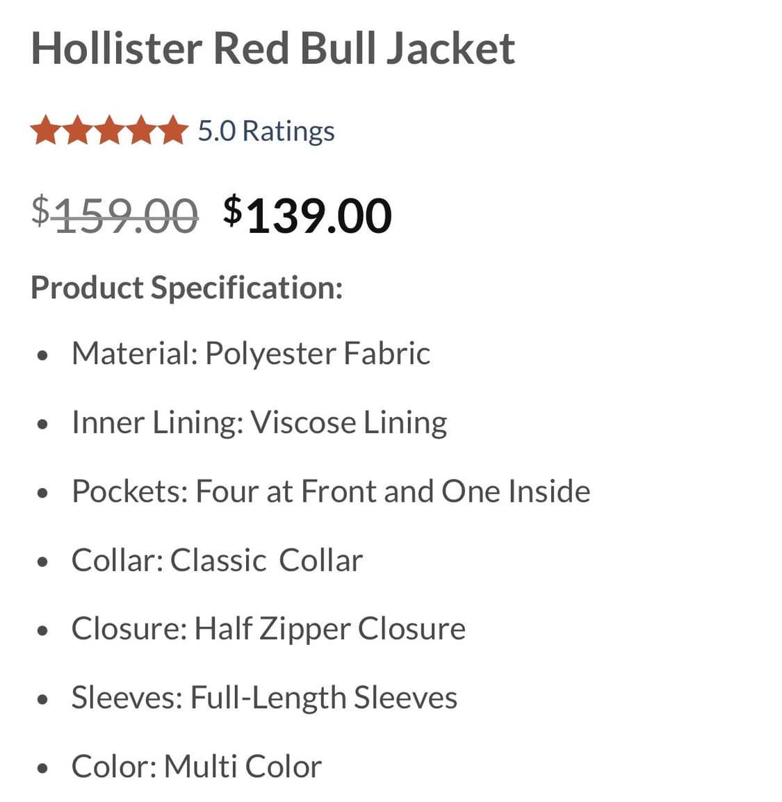 홀리스터 x 레드불 오라클 레이싱 트랙 재킷 상품이미지5