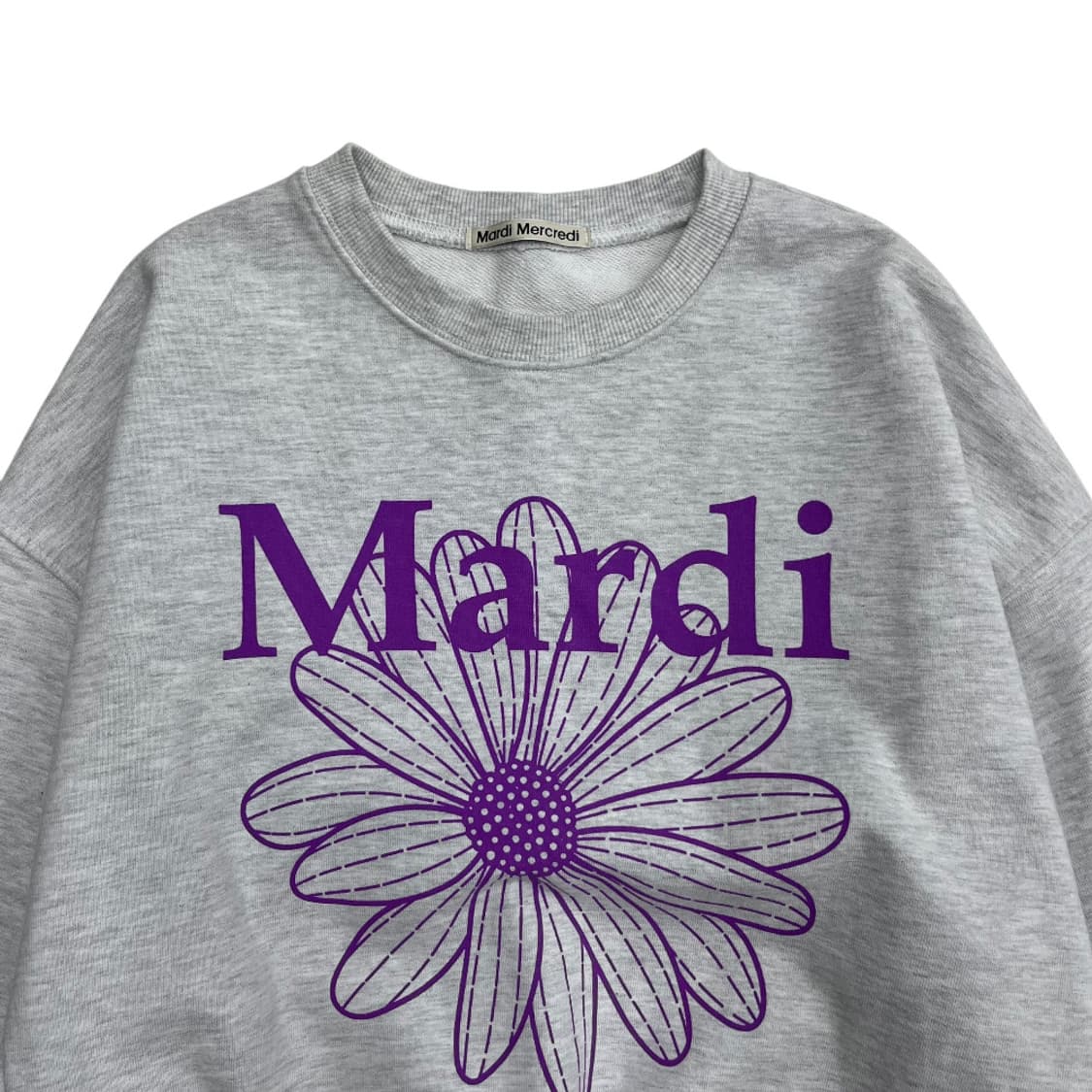 마르디 메르크디 연보라 센터로고 백멜란지 맨투맨 상품이미지4