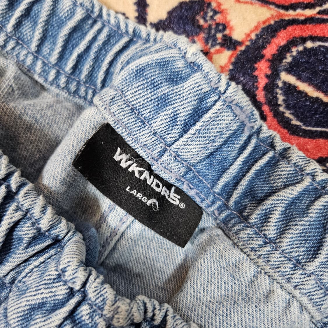 위캔더스 엔젤 레터링 자수 밴딩 데님팬츠 L size 상품이미지7