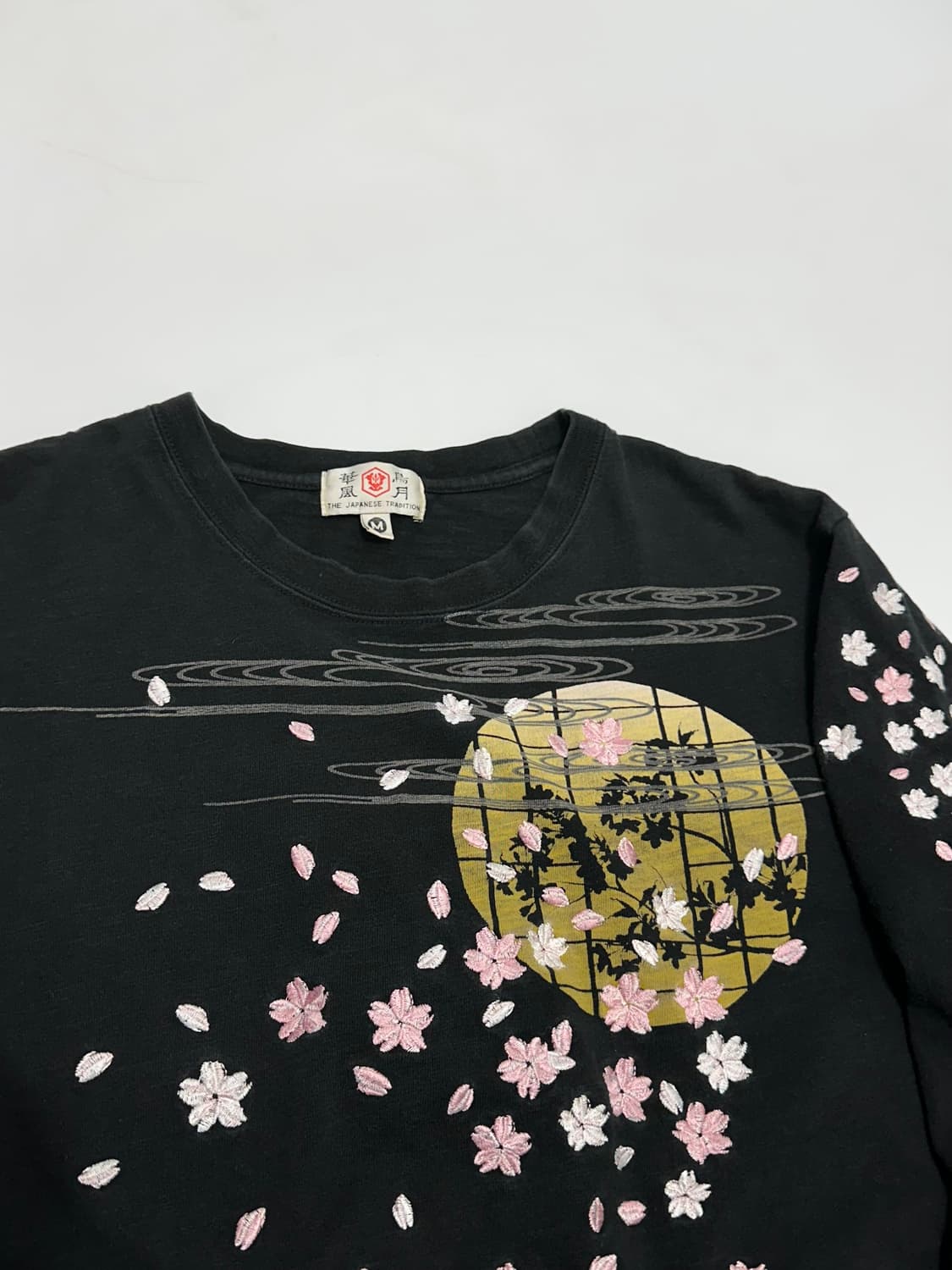 華鳥風月 오리엔탈 기모노 벚꽃 자수 롱슬리브 긴팔티셔츠 일본빈티지 상품이미지5