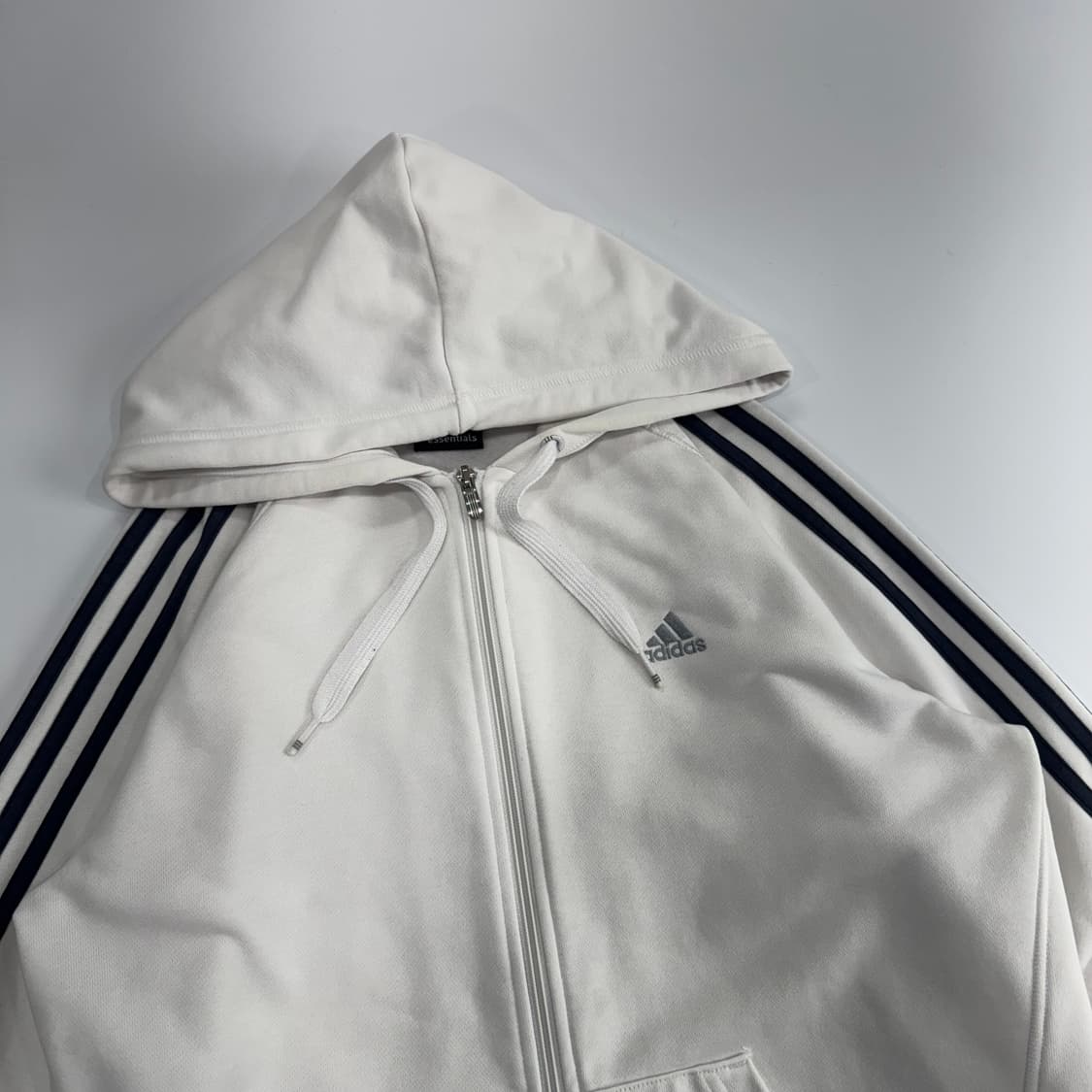 Adidas 아디다스 실버로고 네이비 트랙탑 화이트 후드집업 상품이미지4