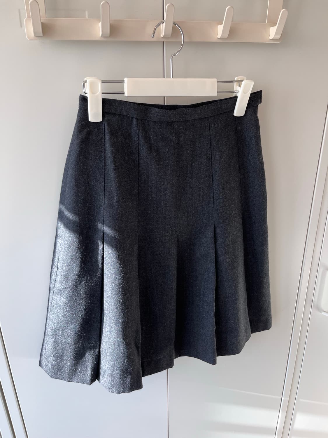 Japanese 빈티지 차콜 주름 플리츠 미디 스커트 상품이미지5