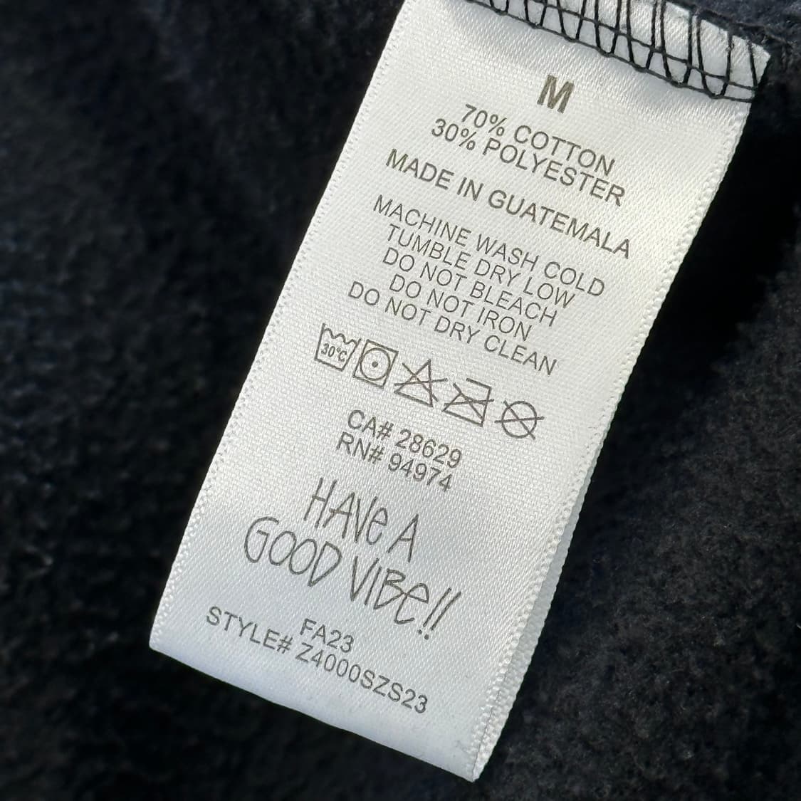 M 스투시 빅로고 블랙 기모 후드 집업 상품이미지6